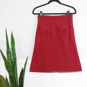 Gap Retro Red Corduroy Knee Length Pocket Skirt
